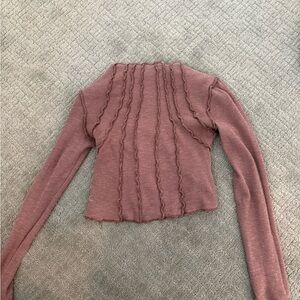Urban outfitters Women's Mauve Ruffle-Trim Knit Long Sleeve Top